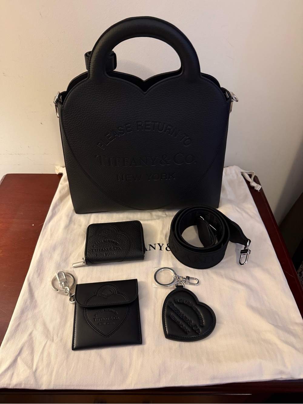Tiffany & Co. Black Heart Tote 4pc Bundle